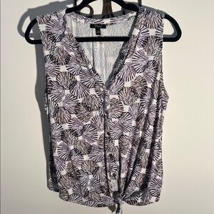 Cupio Black and Brown Patterned Sleeveless Blouse